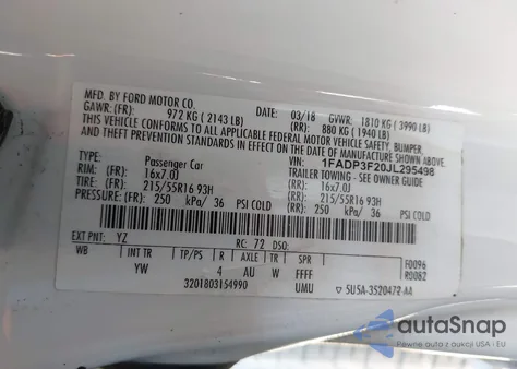 2018 Ford Focus Se from USA, damaged, VIN 1FADP3F20JL295498